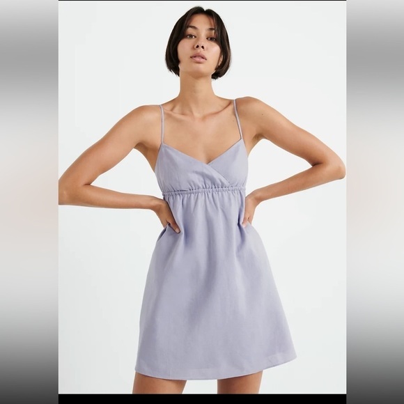 Aritzia Sunday Best Ramona lavish lavender babydoll mini dress size medium - Picture 3 of 15